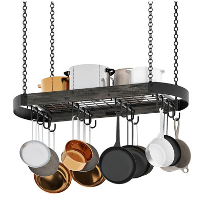 31.7-Inch Hanging Pot Rack,Ceiling Pan Hanging Pot Hanger with 16 Detachable S Hooks