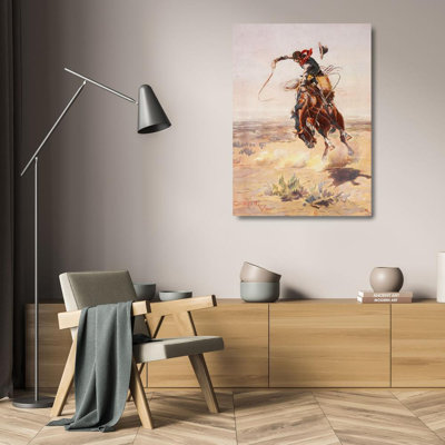 Red Barrel Studio® Vintage Apple Collection Gallery Wrapped Canvas Art: Charles Marion Russell, A Bad Hoss