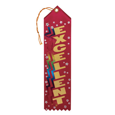 Excellent Award Ribbon - 2" x 8" - Pack of 6