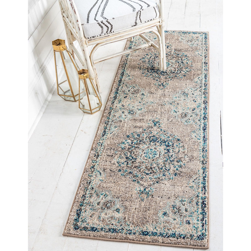 Tapis à motif oriental gris Pennylane, Tapis de couloir 2 pi 2 po x 6 pi