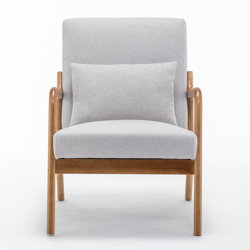 Chaise décorative en bois de style médiéval avec accoudoirs, Gris clair