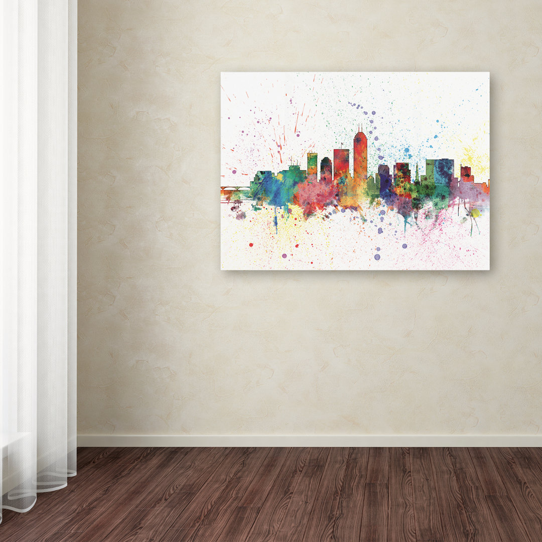 'Indianapolis Indiana Skyline II' Graphic Art Print on Canvas Wrought Studio™ 