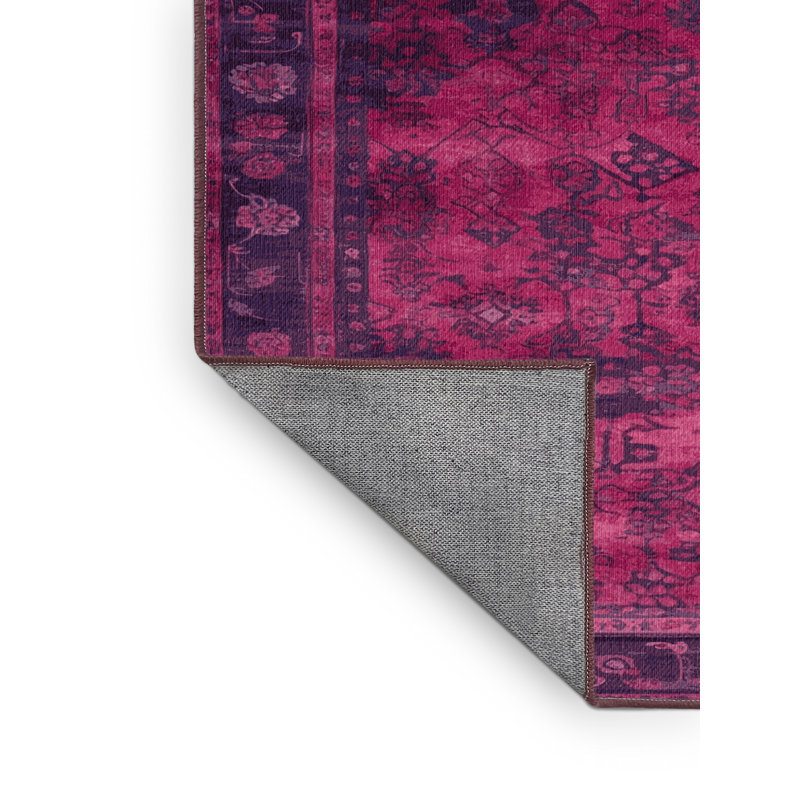 Tapis rouge lavé à la machine, Carré 5 pi