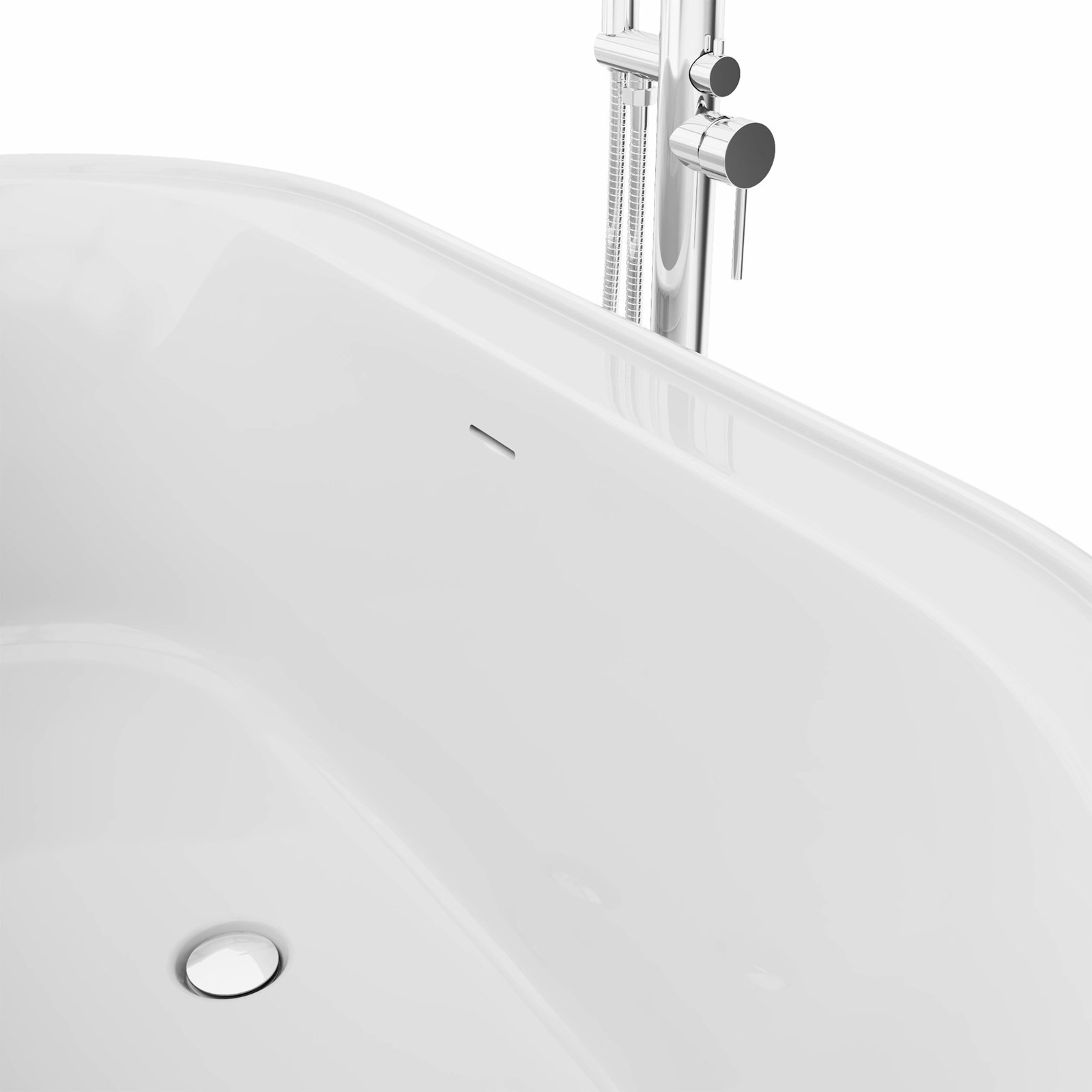 Encore 60" Freestanding Soaking Acrylic Bathtub, Chrome