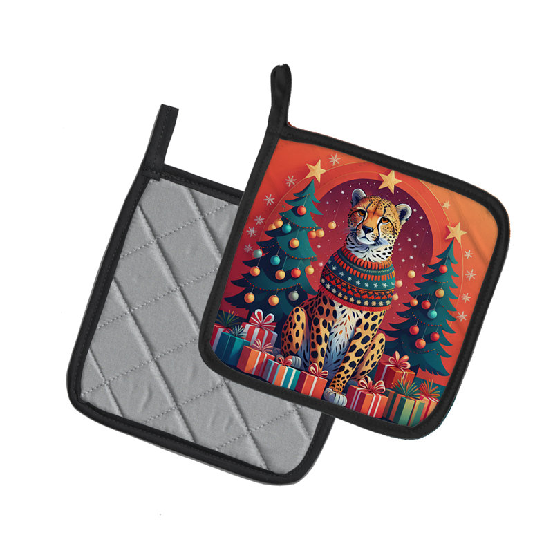 Paire de porte-pots de Noël guépard