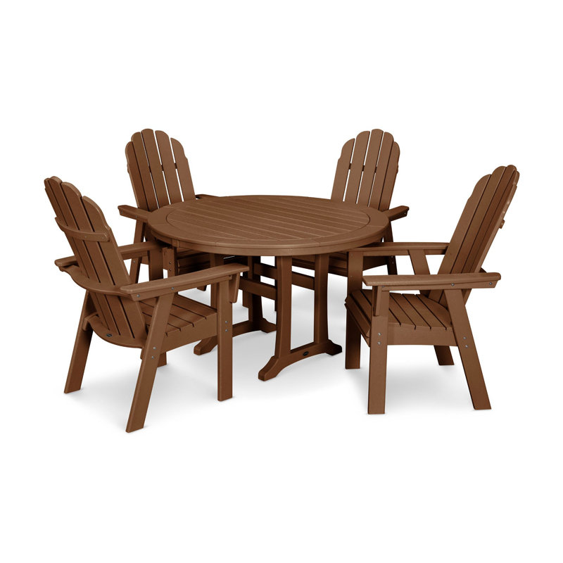 Ensemble repas 5 pièces POLYWOOD Vineyard Curveback Adirondack, Teck