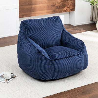 Comfy Bean Bag, Velours côtelé, Adulte et Adolescent, Usage, Design ergonomique`` Bleu foncé, Mousse de remplissage, Chambre à coucher, Sac en velours côtelé, Adolescents adultes, Mousse haute densité, Salon,