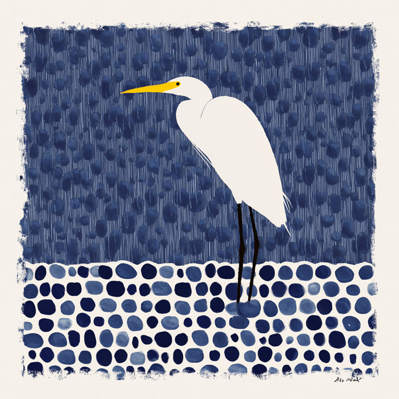 Aigrette blanche, impression sur toile marine moderne, H 30 po x l 30 po x P 1,5 po