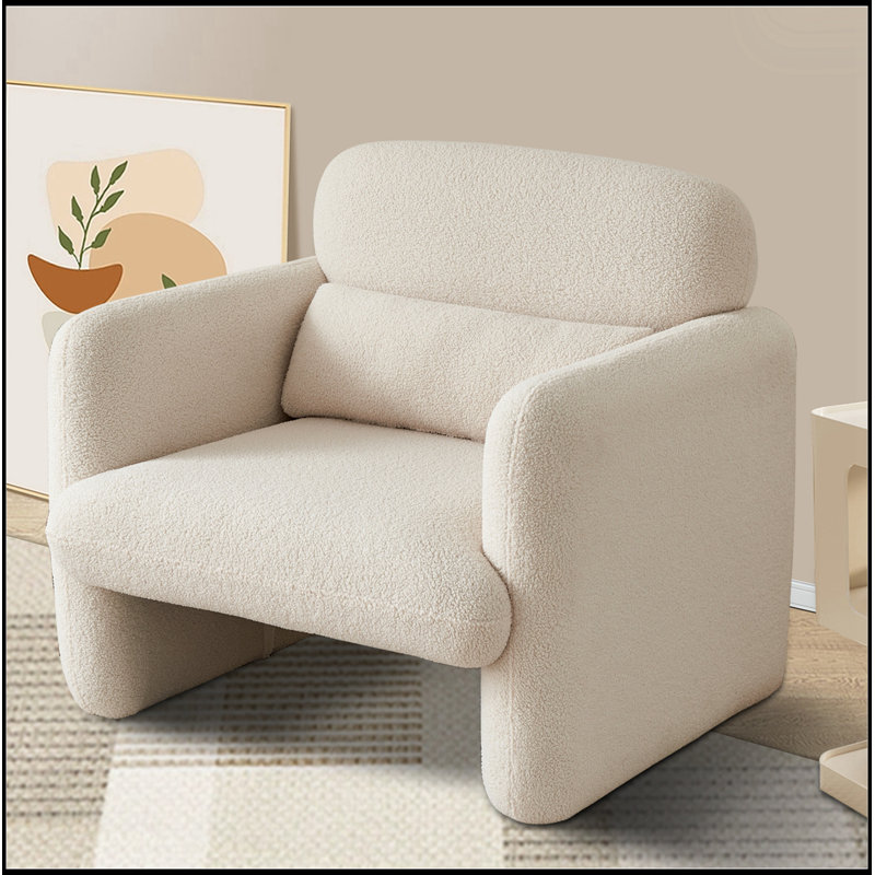 34" Single Sofa Accent Chair with Support Pillow, Beige