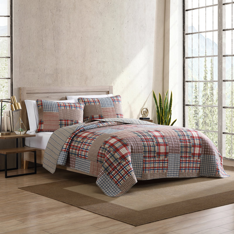 Hawthorne King Brown Cotton Reversible Quilt Set