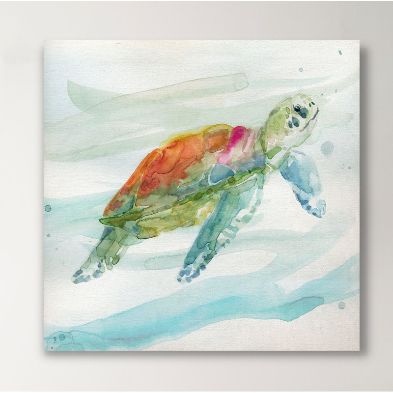 « turtle tropiques i », peinture, H 40 po x l 40 po x p 1,5 po, Toile tendue