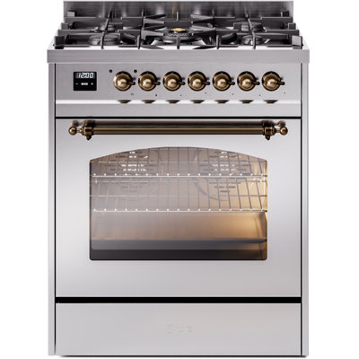 ILVE Nostalgie II Series 30 inch Dual Fuel Range with 5 Sealed Burners (Glass Door)