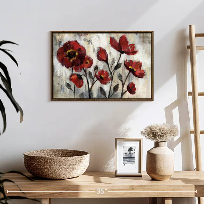 Simplicité florale, 19 po x 13 po, Cadre flottant noyer