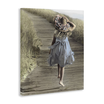 Girl With Sun Hat Walking Canvas, design by Kendra Dew