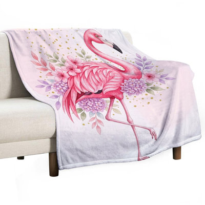 Plaid en flanelle de luxe Flamingo Surrou, couverture douce, chaude et moelleuse pour salon, canapé, lit et décoration intérieure