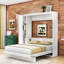 Wooden Murphy Bed with LED Lighting, Wardrobe and Storage Shelves-1652238063-1652238066