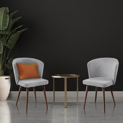 Kazimierz Fabric Dining Chairs with Wood-Like Metal Legs
