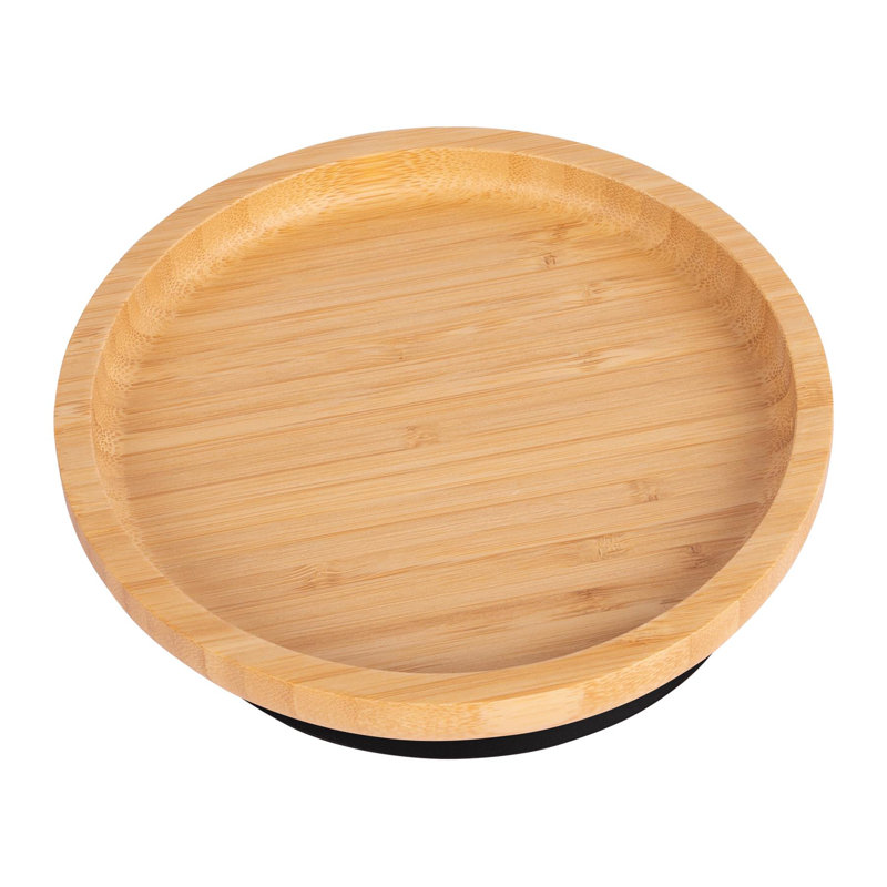Tiny Dining - Children's Bamboo Suction Round Plate, Black