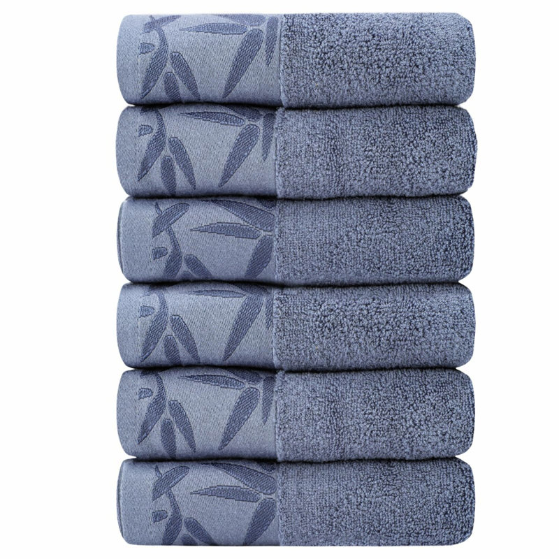Rayon From Bamboo Bliss Hand Towels - Ultra Soft, Highly Absorbent, Quick Drying, Decorative 6 Pack for Bathroom, Face, Spa, Salon - 13x29 inches, Blue