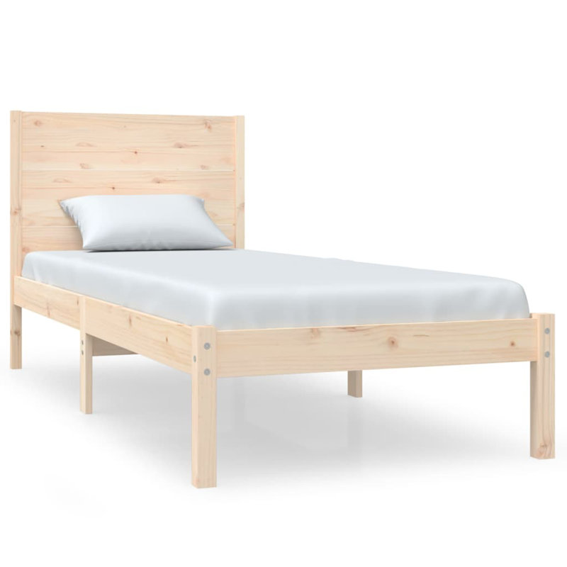 Bed Frame Solid Wood, Natural, European Single (90 x 200cm)