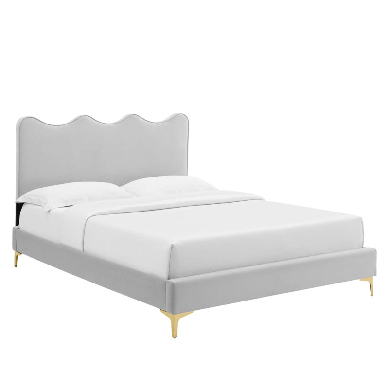 Lit plateforme en velours actuel Performance par Modway, Blanc, Grand