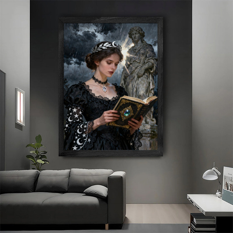 «Black Gothic Lady», art mural noir, impression de cadre fantaisiste foncé, H 11 po x l 9 po