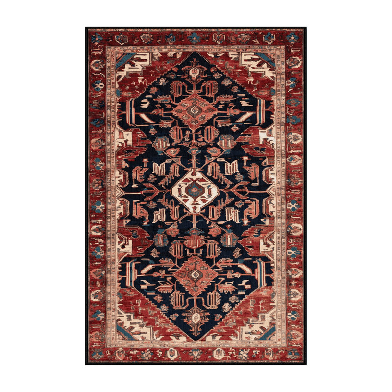 Machine Washable Persian Brown Area Rug, Rectangle 5' x 7'