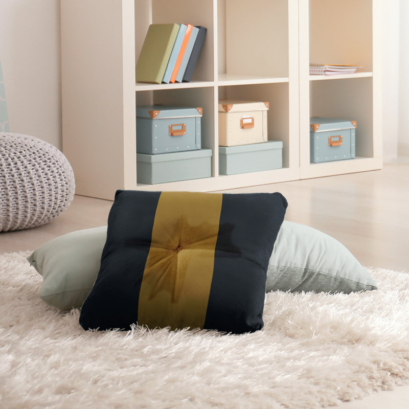  Coussin de sol touffeté, 26 po x 26 po, Noir / or