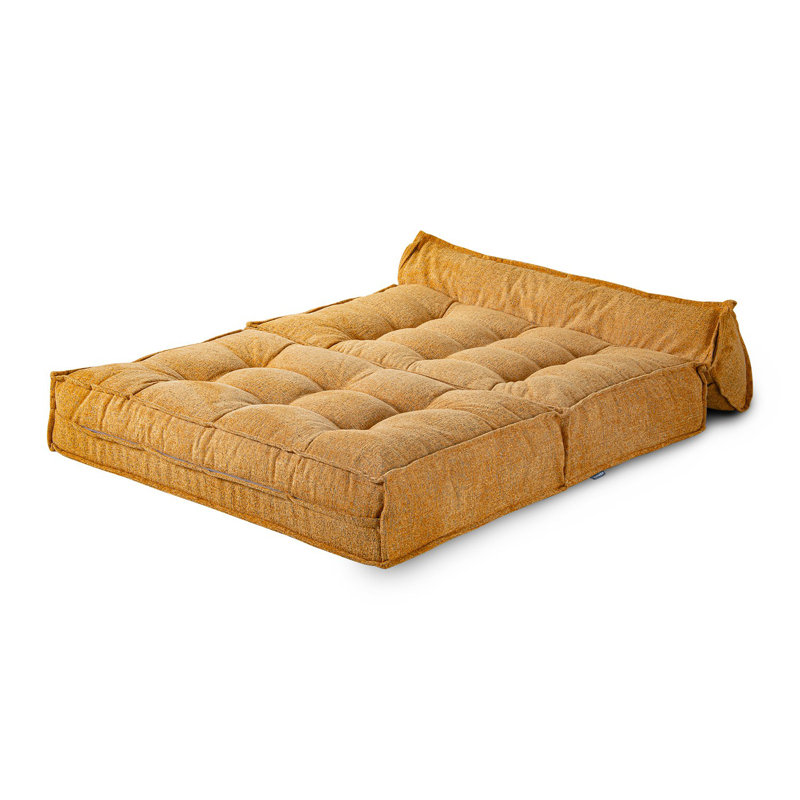 Stylish 2-Seat Sofa Bed, Mustard Fabric, 47.2 x 30.7 x 30.7 inches | 22 d Elastic Foam & Fiber for Comfort | Converts Easily to Bed (47.2 x 74.8 x 8.7 inches) | Perfect for Small Spaces, Modern Design