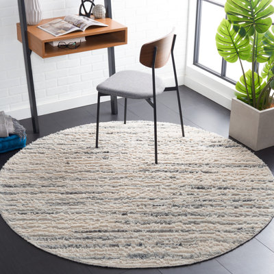 Tapis gris / ivoire en laine tissé à la main Pecktonville