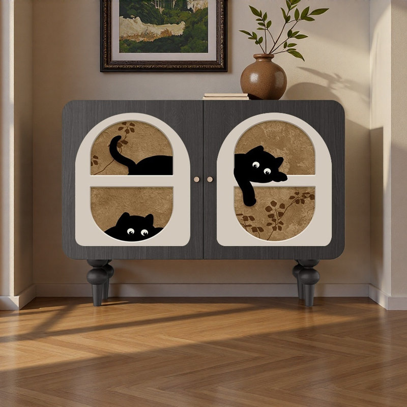 Buffet en bois de 45,28 po de largeur, Gris foncé
