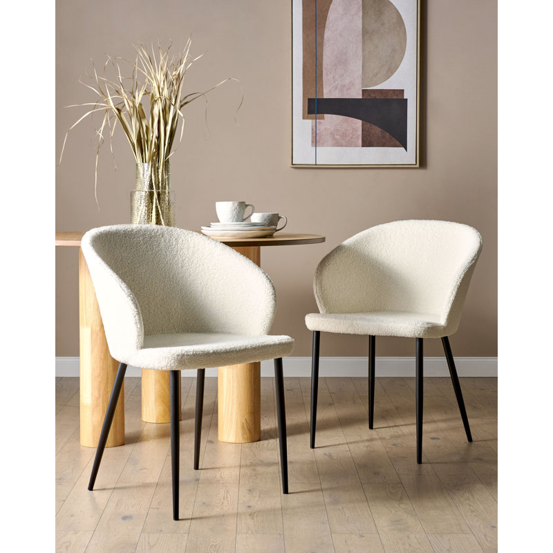 Weatherhill 43cm H Polyester Blend Upholstered Metal Full Back Side Chair in Off White