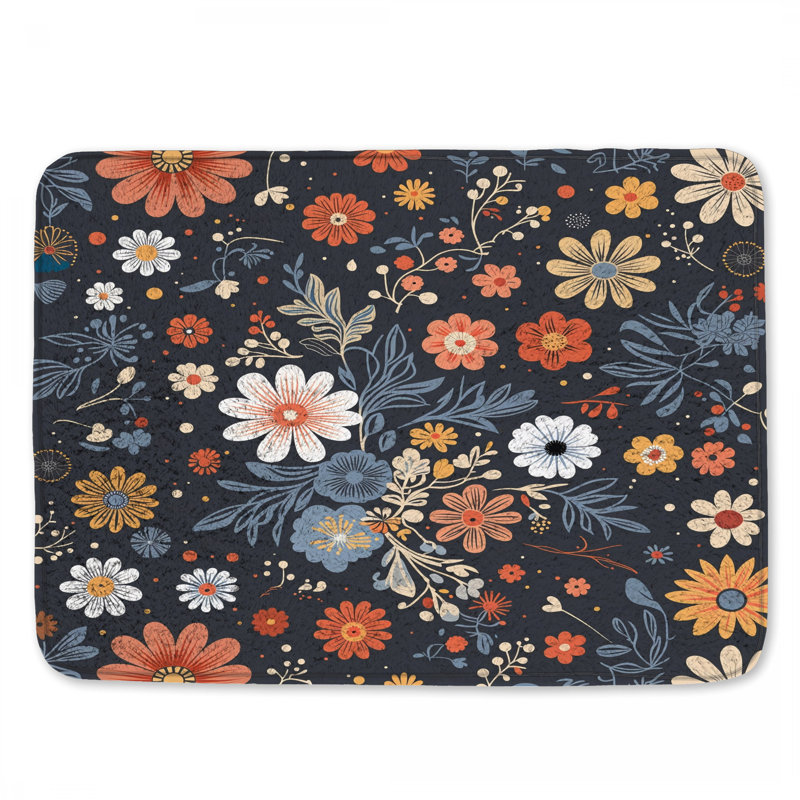 Tapis de bain floral, 34 po L x 21 po L