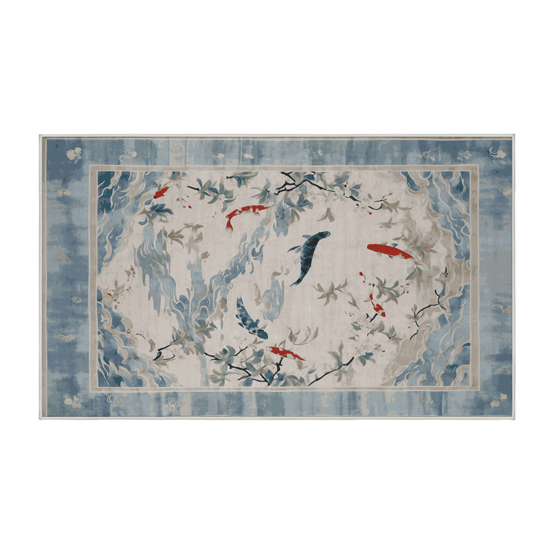 Machine Washable Beige Area Rug, Rectangle 4' x 6'