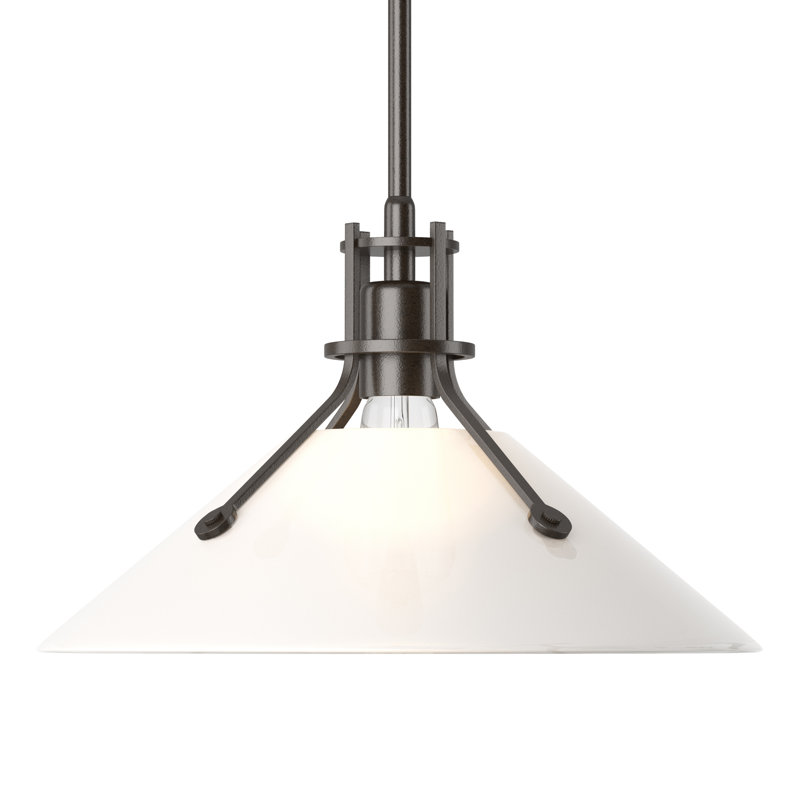 Henry 1 - Light Single Cone Pendant, Frosted, Oil Rubbed Bronze, 56.3'' H X 14.4'' W X 14.4'' D