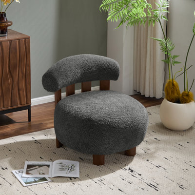 Chaise d'appoint rembourrée avec pieds en bois Zavier Boucle