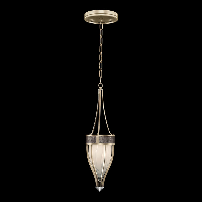 Luminaire suspendu rond l 7,5 po Mirage, Champagne / nickel, Galet