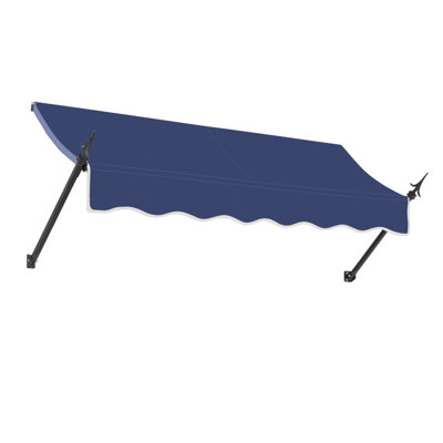 Awntech New Orleans Acrylic Fabric Fixed Awning with Iron Spear Arms
