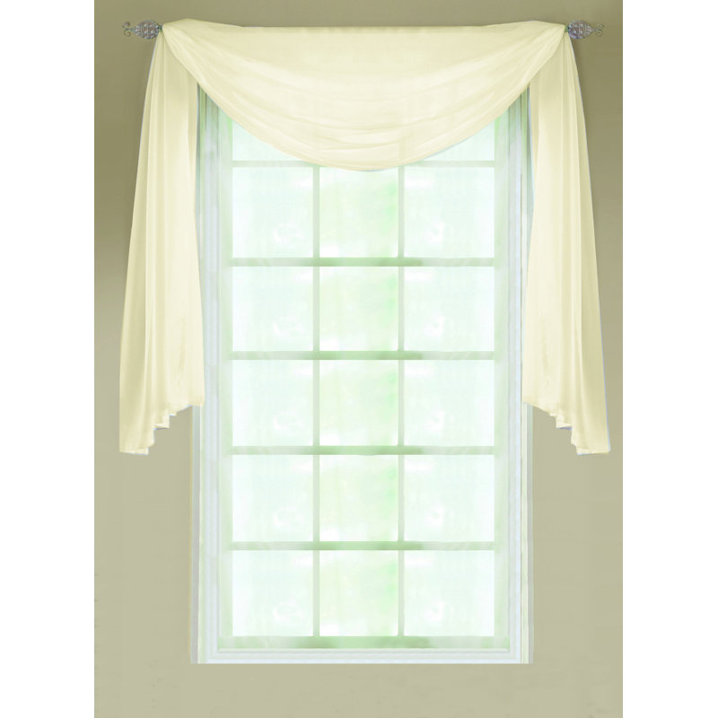 Padstow Sheer Window Scarf Single Panel, 145 W x 300 D cm, Cream