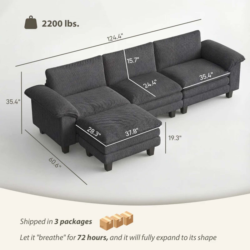 Canapé modulaire en velours côtelé Luxury