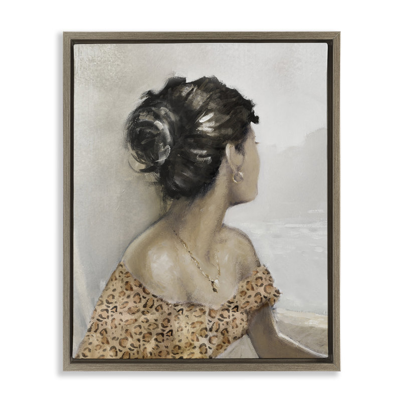 Cadre flottant Portrait de femme regardant ailleurs, design par E. Anthony Orme, H 21 po x l 17 po