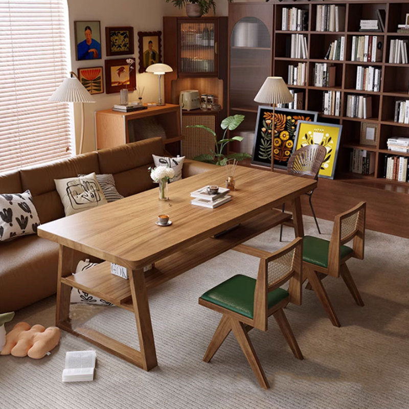 Oak Rectangular Solid Wood desk, 29.53"H x 62.99"W x 31.5"D