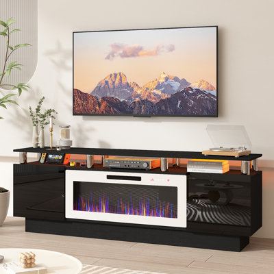 Alazik 70" W TV Stand with Electric Fireplace