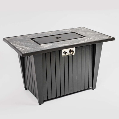 Corprew Rectangle Steel Smokeless Fire Pit Table with Lid