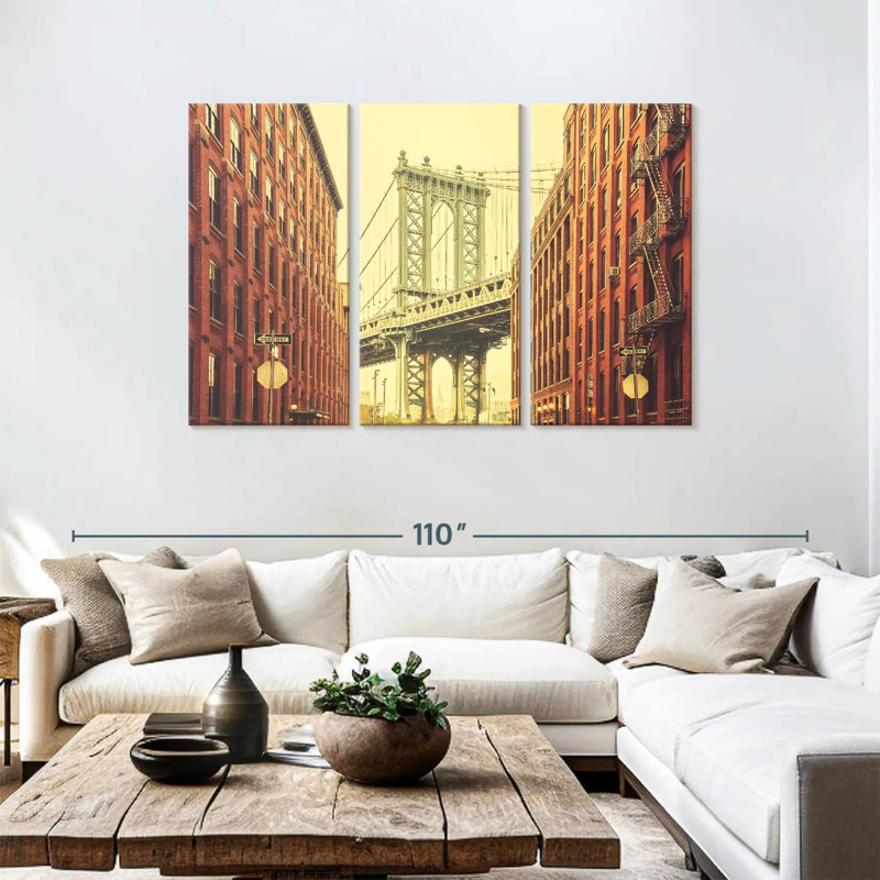 Sebbie Rertro Manhattan Bridge, 48" H x 74" W