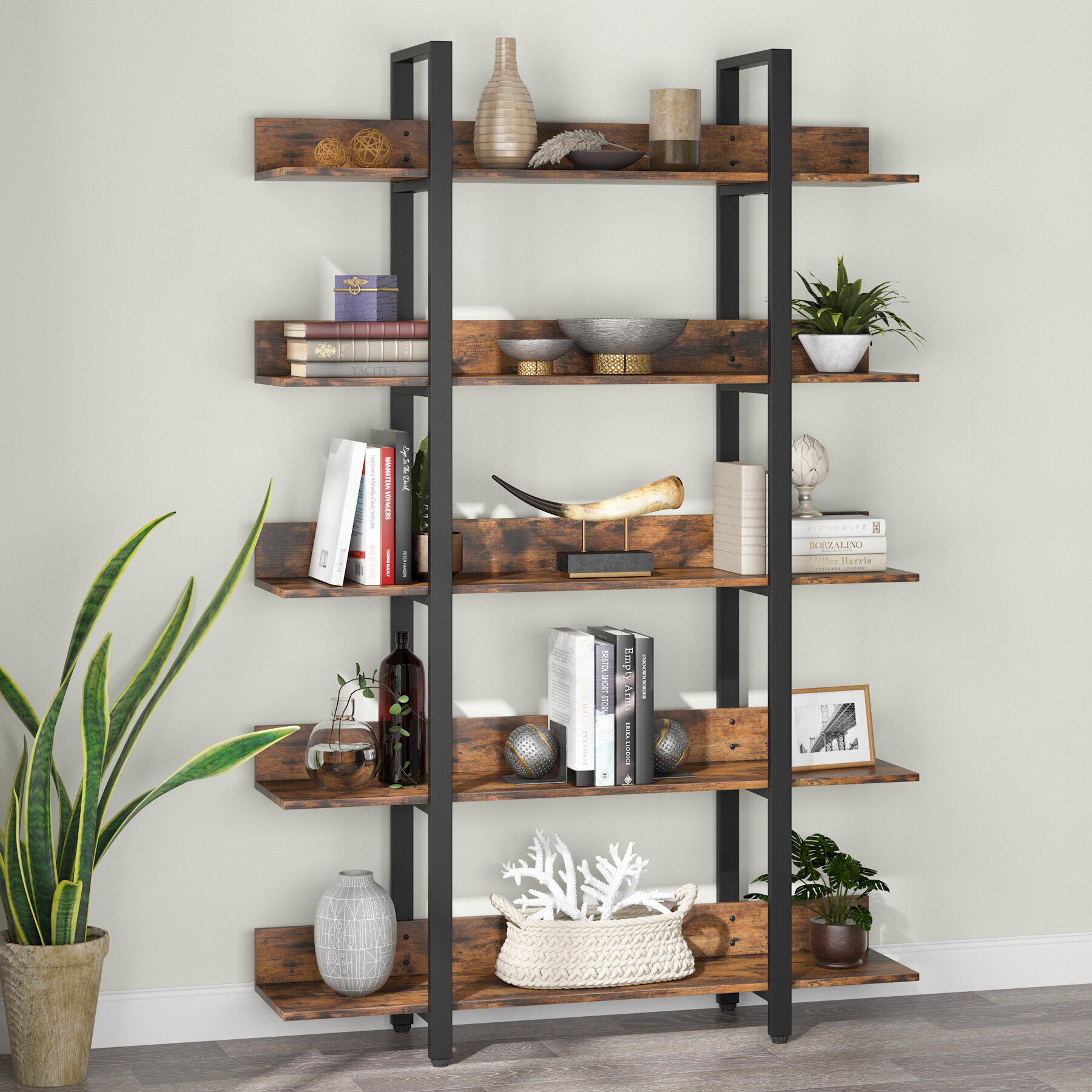 17 Stories Gillenwater 71.65'' H x 47.42'' W Steel Etagere Bookcase ...