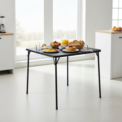 31.5" Folding Dining Table, Foldable For Easy Storage, Collapsible Legs Saving Space For Indoor/outdoor No Assembly, Black