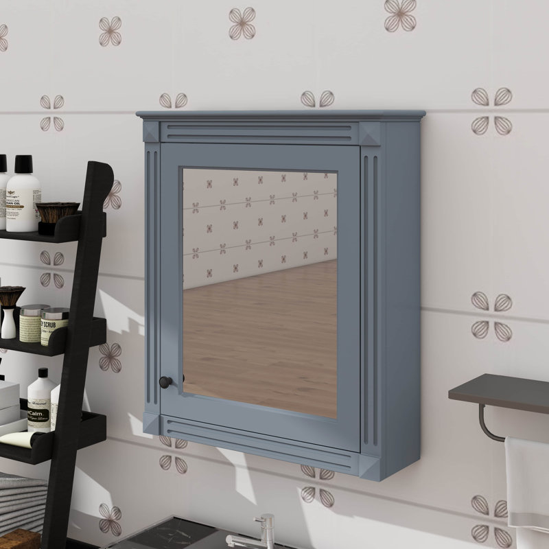 Armoire à pharmacie 24 po x 27 po avec miroir et miroir de salle de bain, Gris