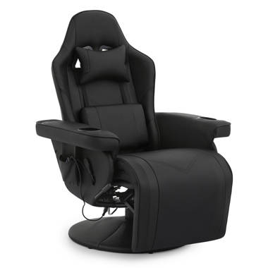 Elianagrace Reclining Office Chair with Massage, Heating, Ergonomic Office Chair with Foot Rest Inbox Zero Upholstery Color: Black