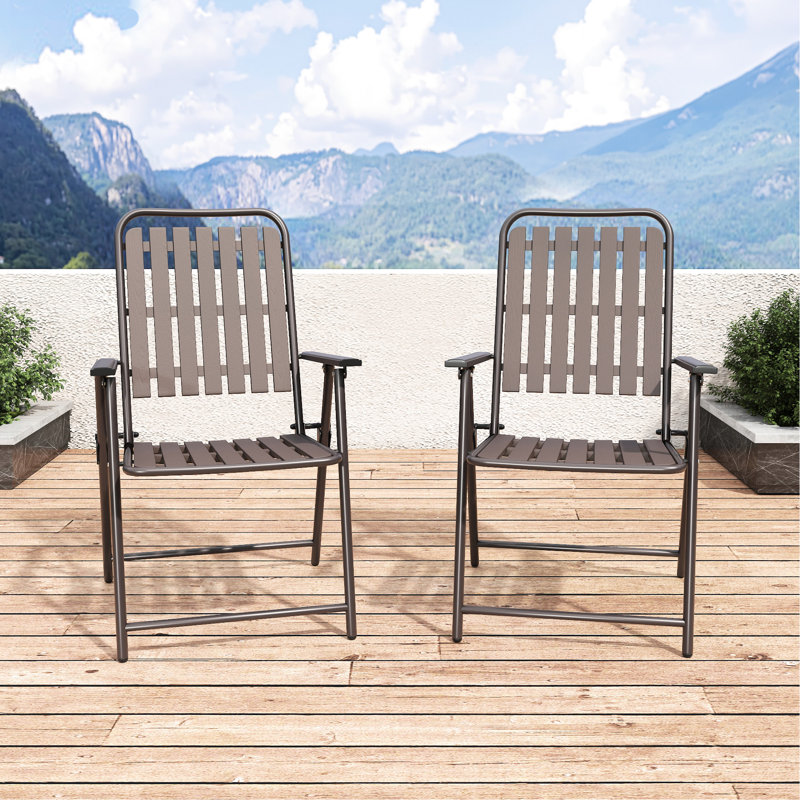 Chaise d'extérieur d'une capacité de 350 lb, résistance aux intempéries, assemblage nul, support pliable pour petits espaces, remise et abri